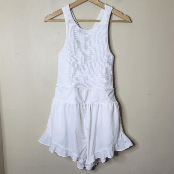 Free People Movement Breathless Romper L White Athleisure Stretch One Piece - Picture 3 of 7